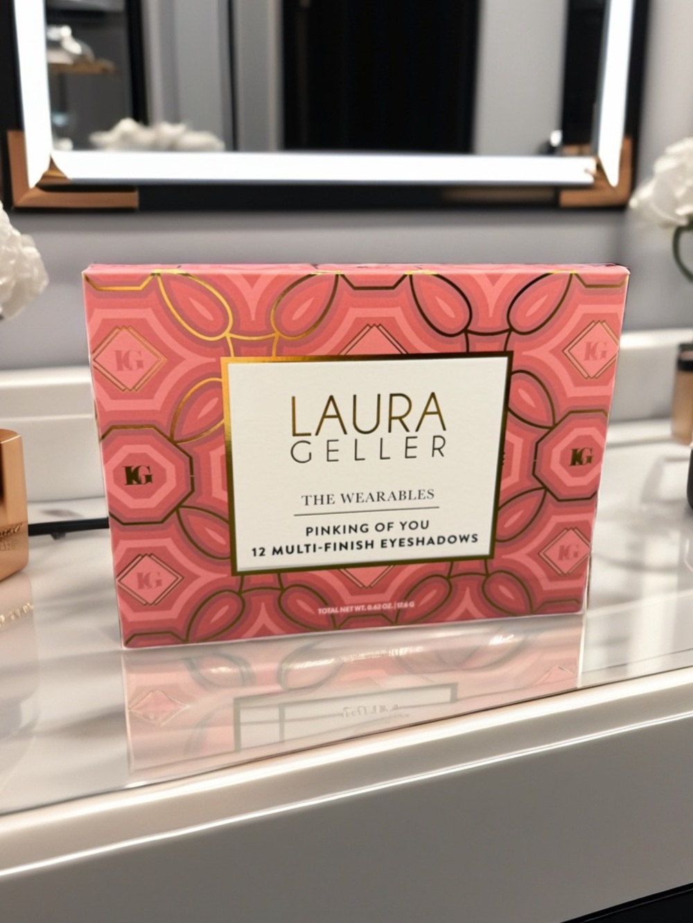 Laura Geller Pink Decorative Eyeshadow Palette with Gold Accents